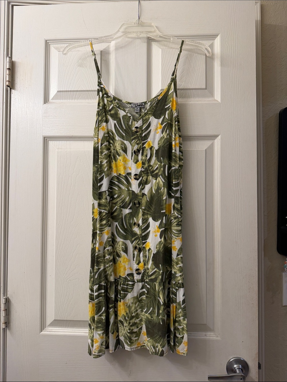 J for Justify Olive Green and Yellow Tropical Print Sundress